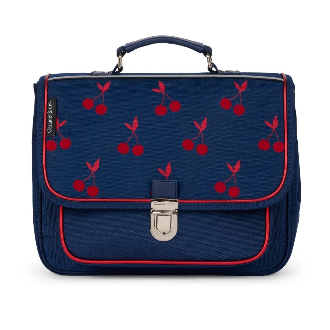 Kleuterboekentas blauw met kersen