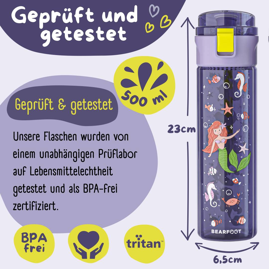 Drinkfles Bearfoot Zeemeermin paars 500ml