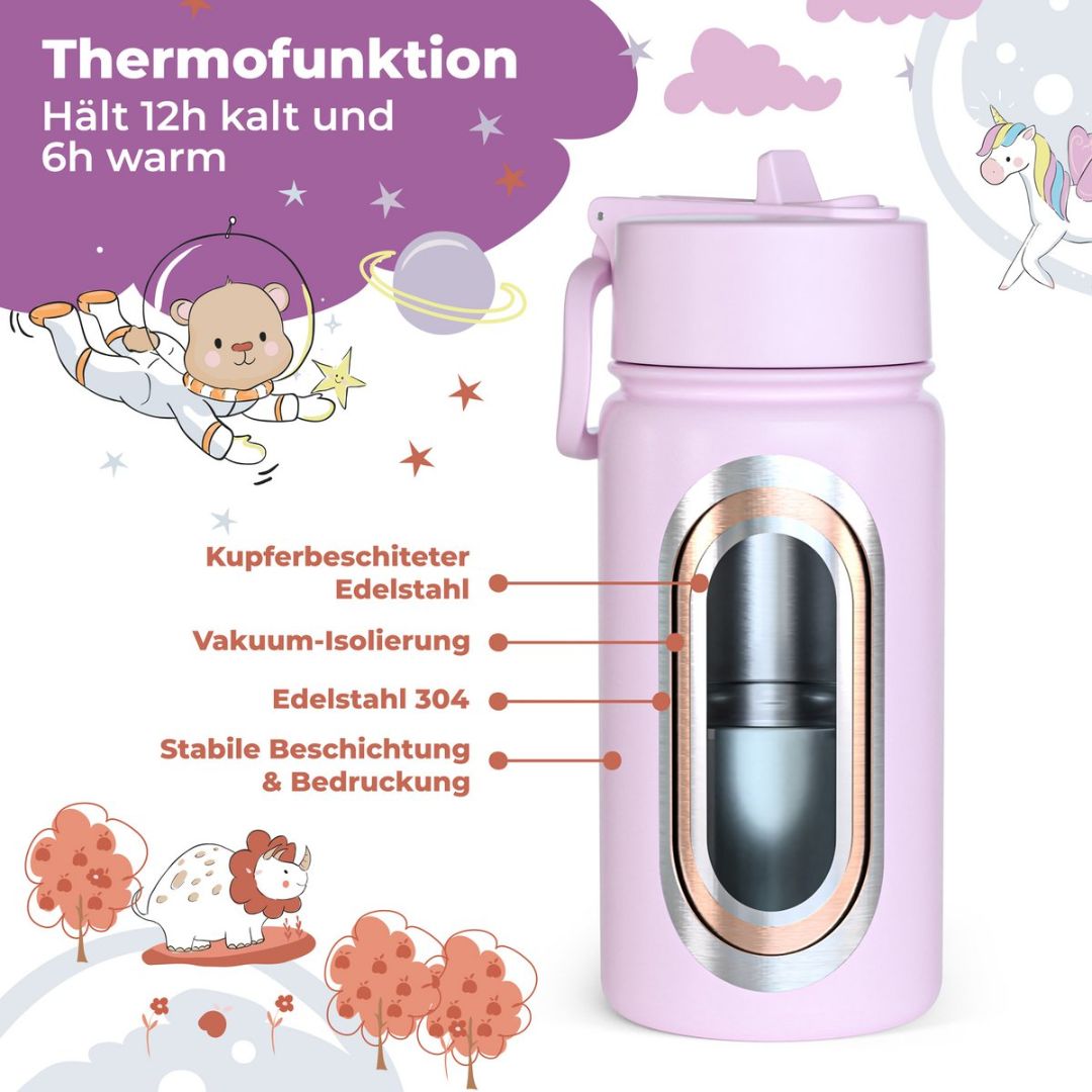 Drinkfles Bearfoot Unicorn lila RVS 400ml