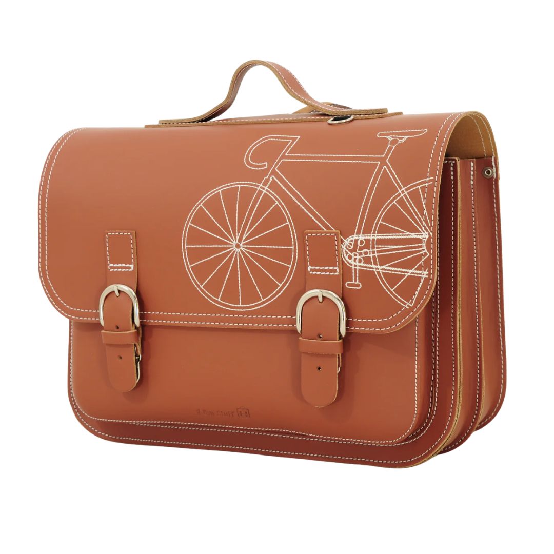 lederen boekentas own stuff fiets
