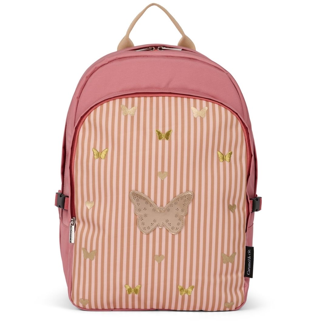 Grote rugzak roze met gouden vlinders