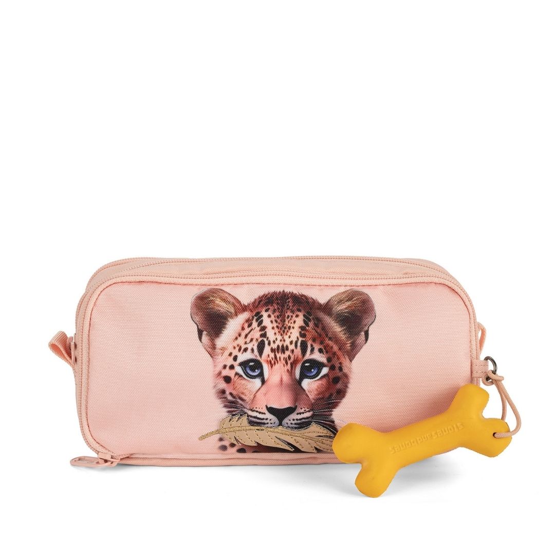 pennenzak stones and bones roze met baby cheetah