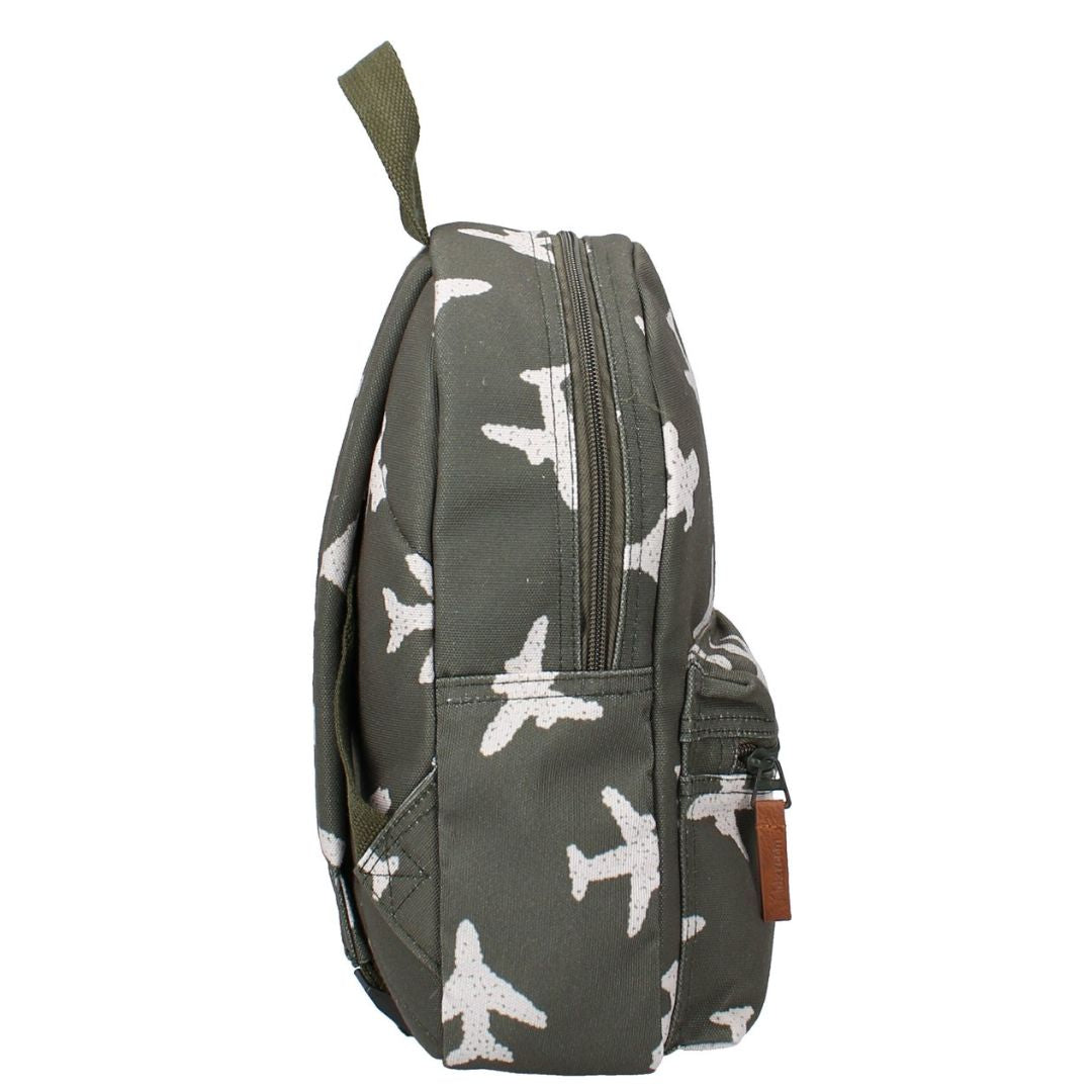 Kleuterboekentas kaki met vliegtuigen