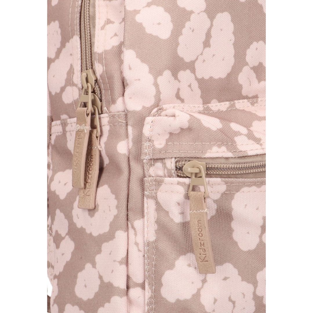Kleuterboekentas beige met lichtroze bloem