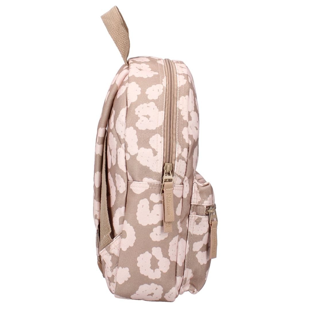 Kleuterboekentas beige met lichtroze bloem