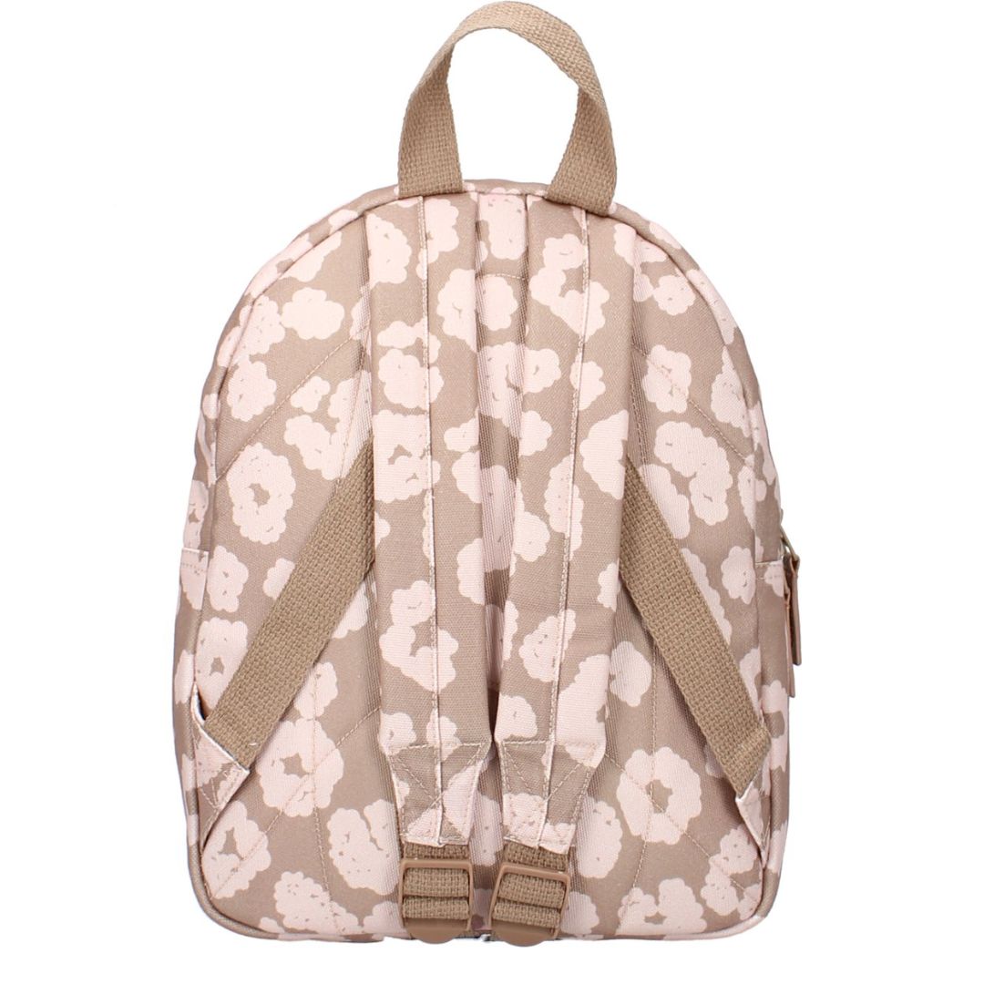 Kleuterboekentas beige met lichtroze bloem