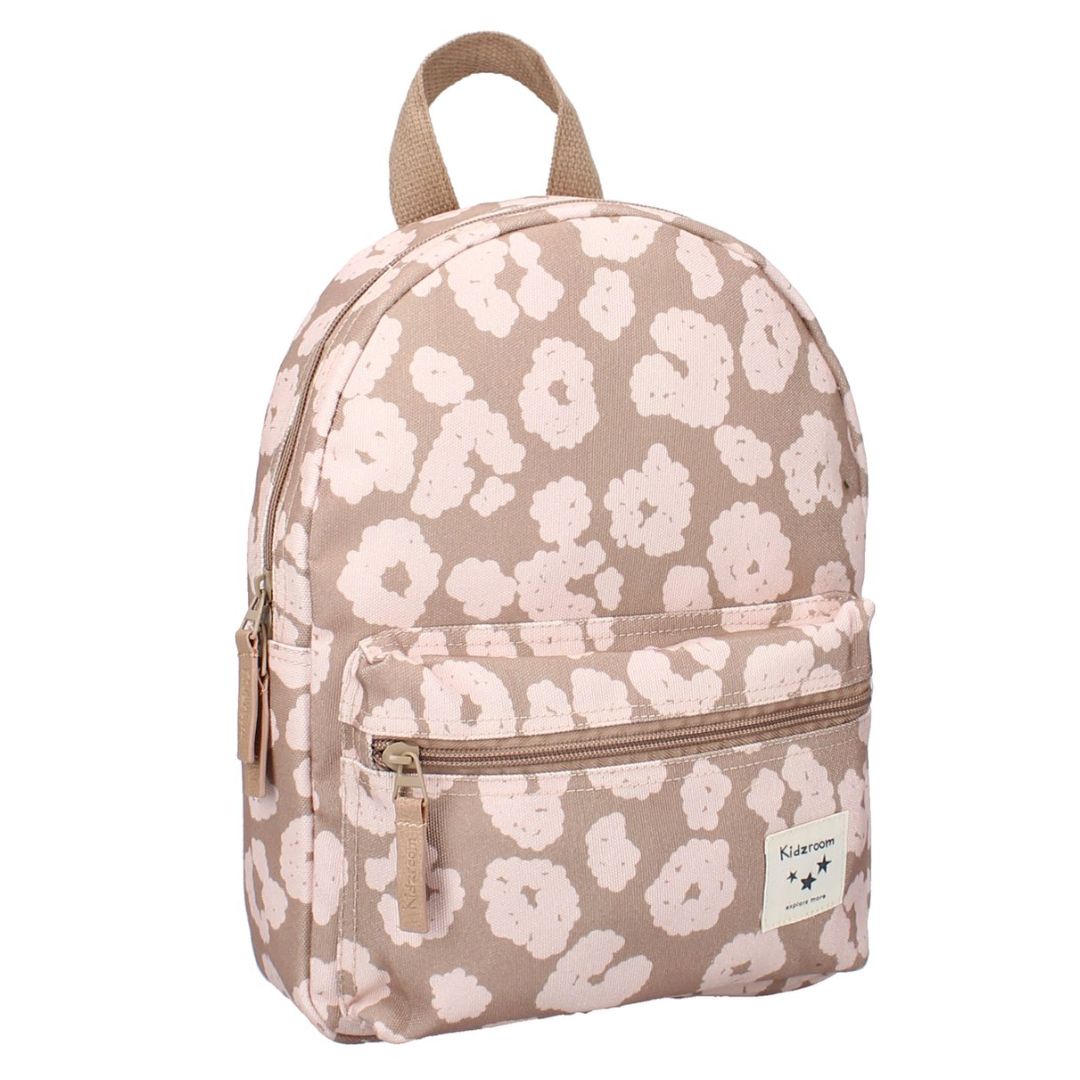 Kleuterboekentas beige met lichtroze bloem