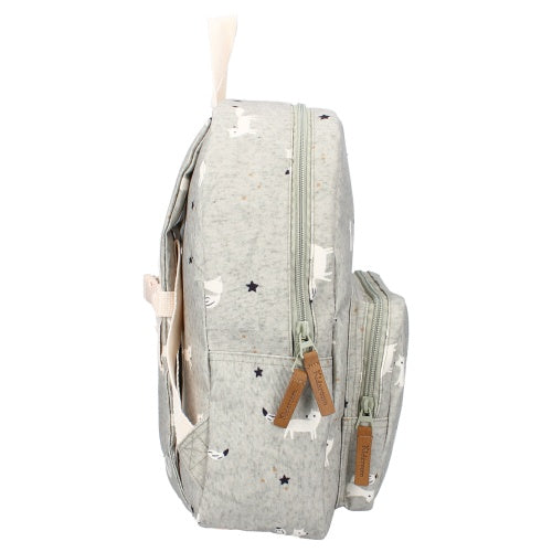 Kleuterschooltas Kidzroom lichtgrijs met witte vosjes en rits