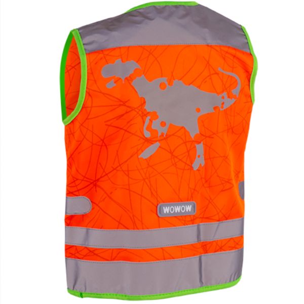 Oranje fluohesje met reflecterende dino