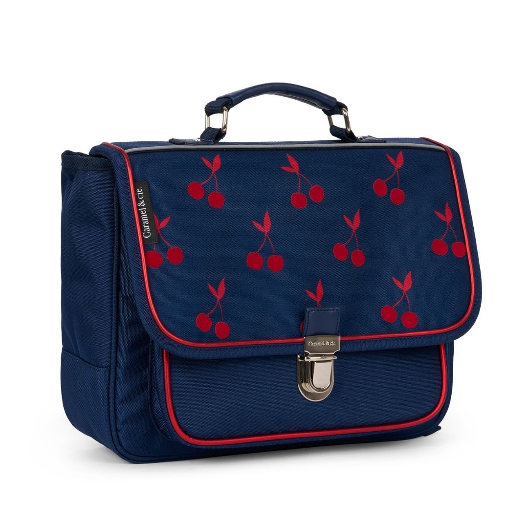 Kleuterboekentas blauw met kersen
