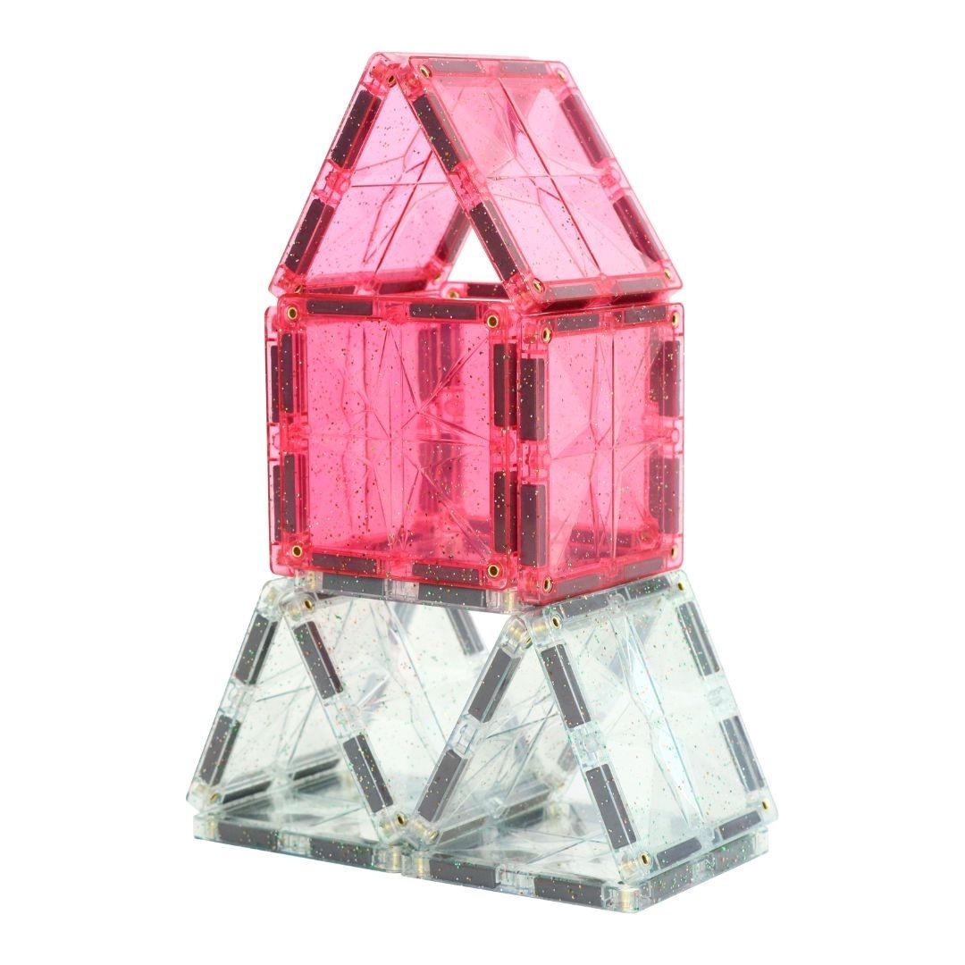 Cleverclixx Glitter Tiles Pack Transparant/Pink - 16 stuks