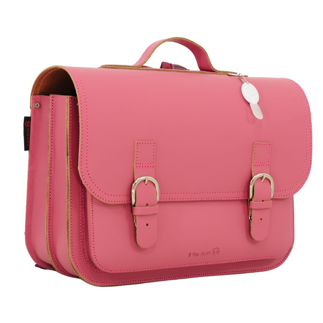 roze lederen boekentas own stuff