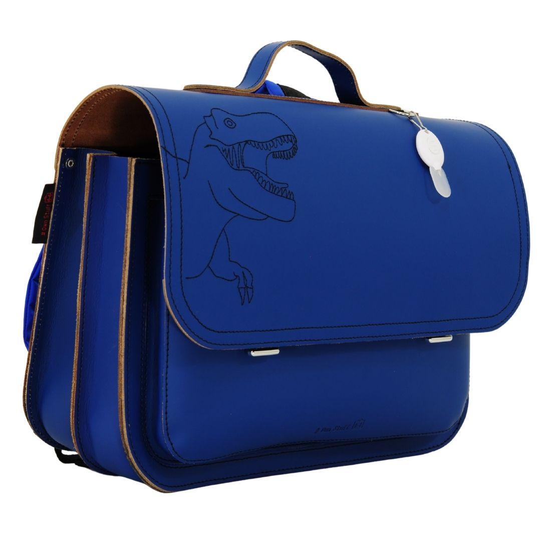 blauwe boekentas leder