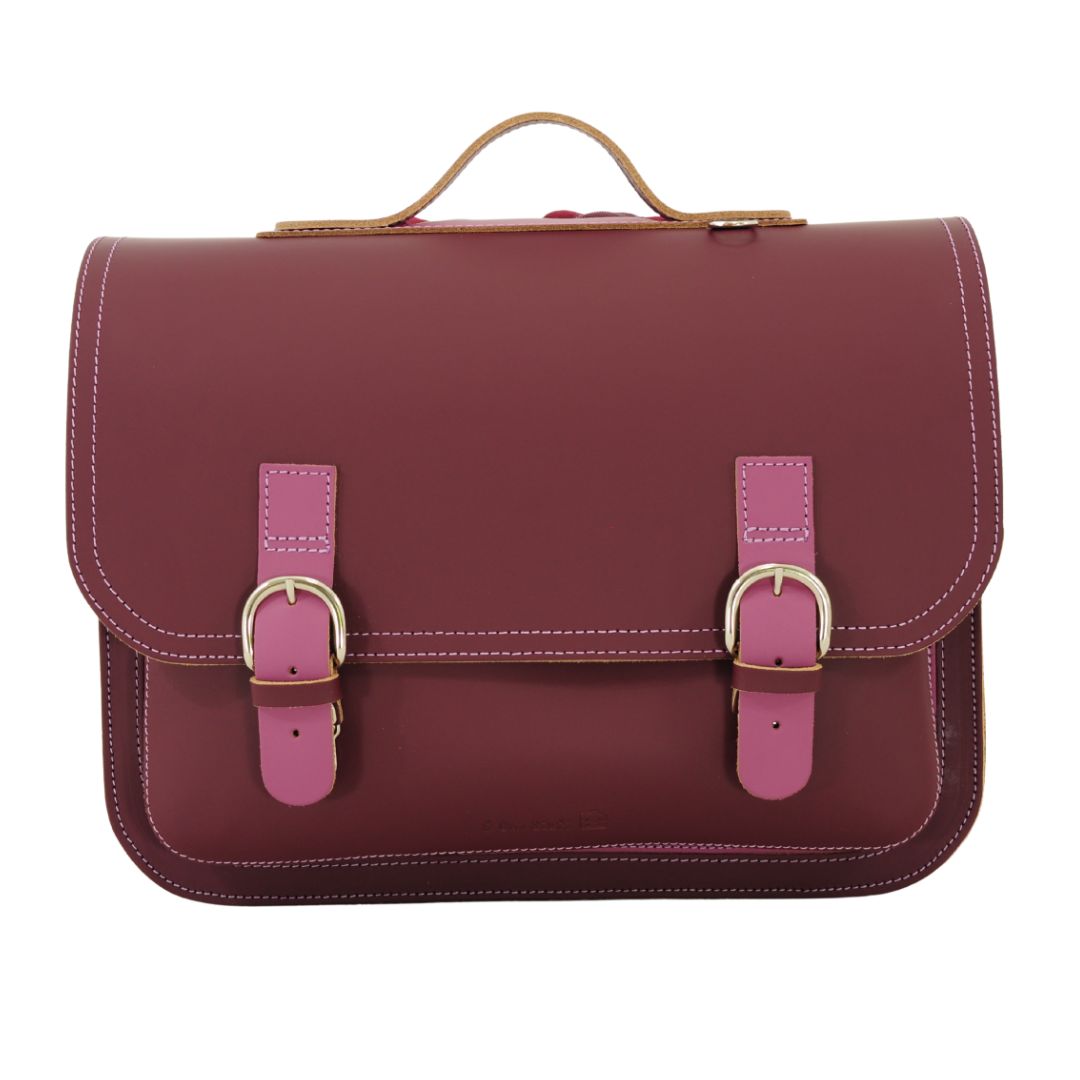 lederen boekentas own stuff aubergine