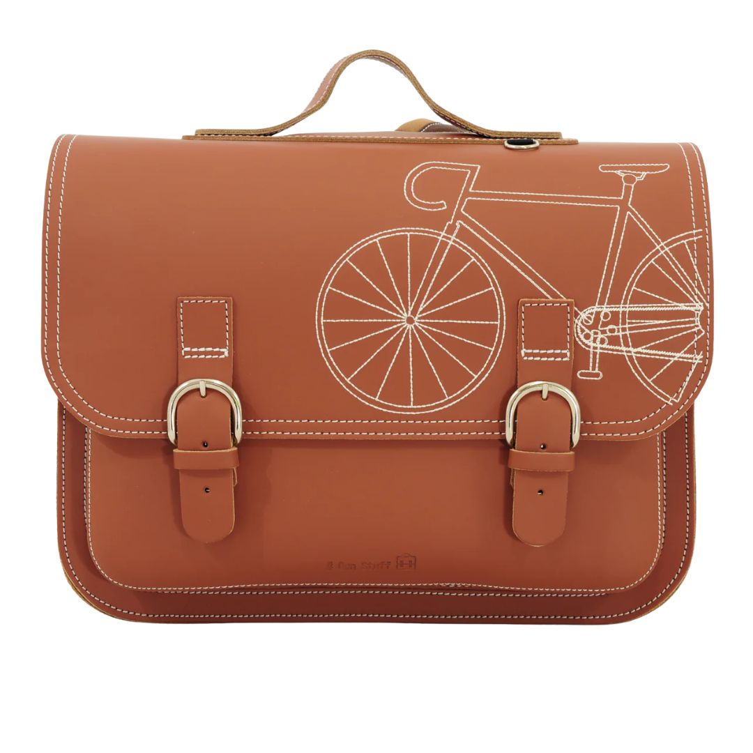 lederen boekentas own stuff fiets