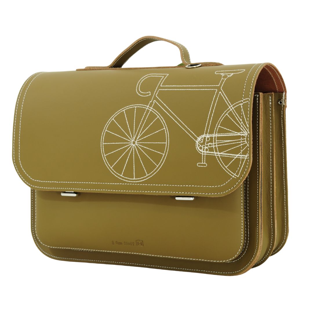 lederen boekentas own stuff fiets