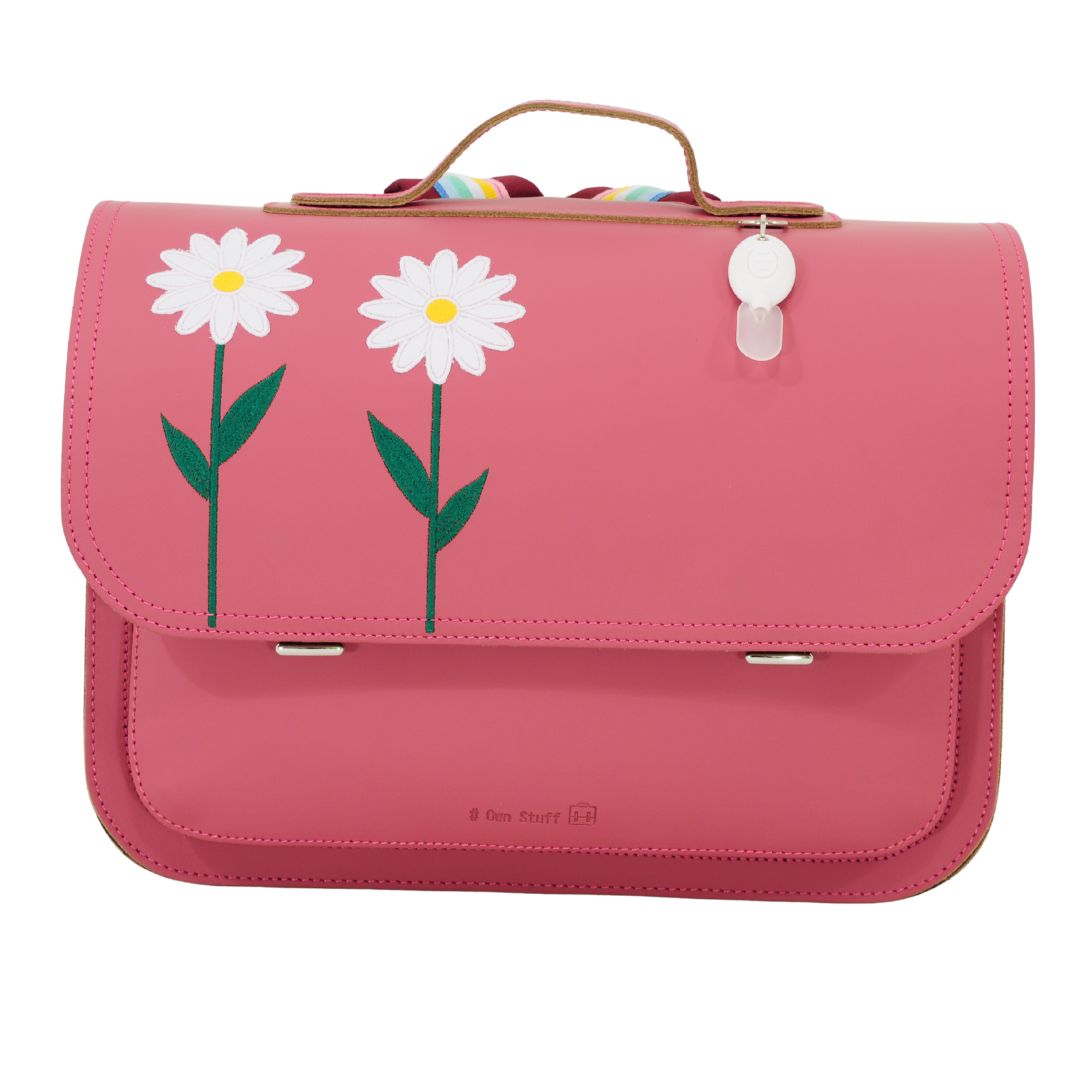 roze boekentas met bloem own stuff
