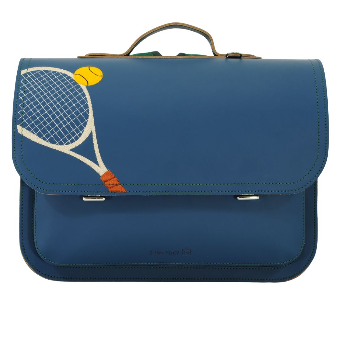 boekentas met tennisracket petrol