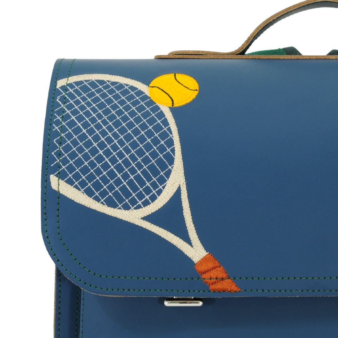 boekentas met tennisracket petrol