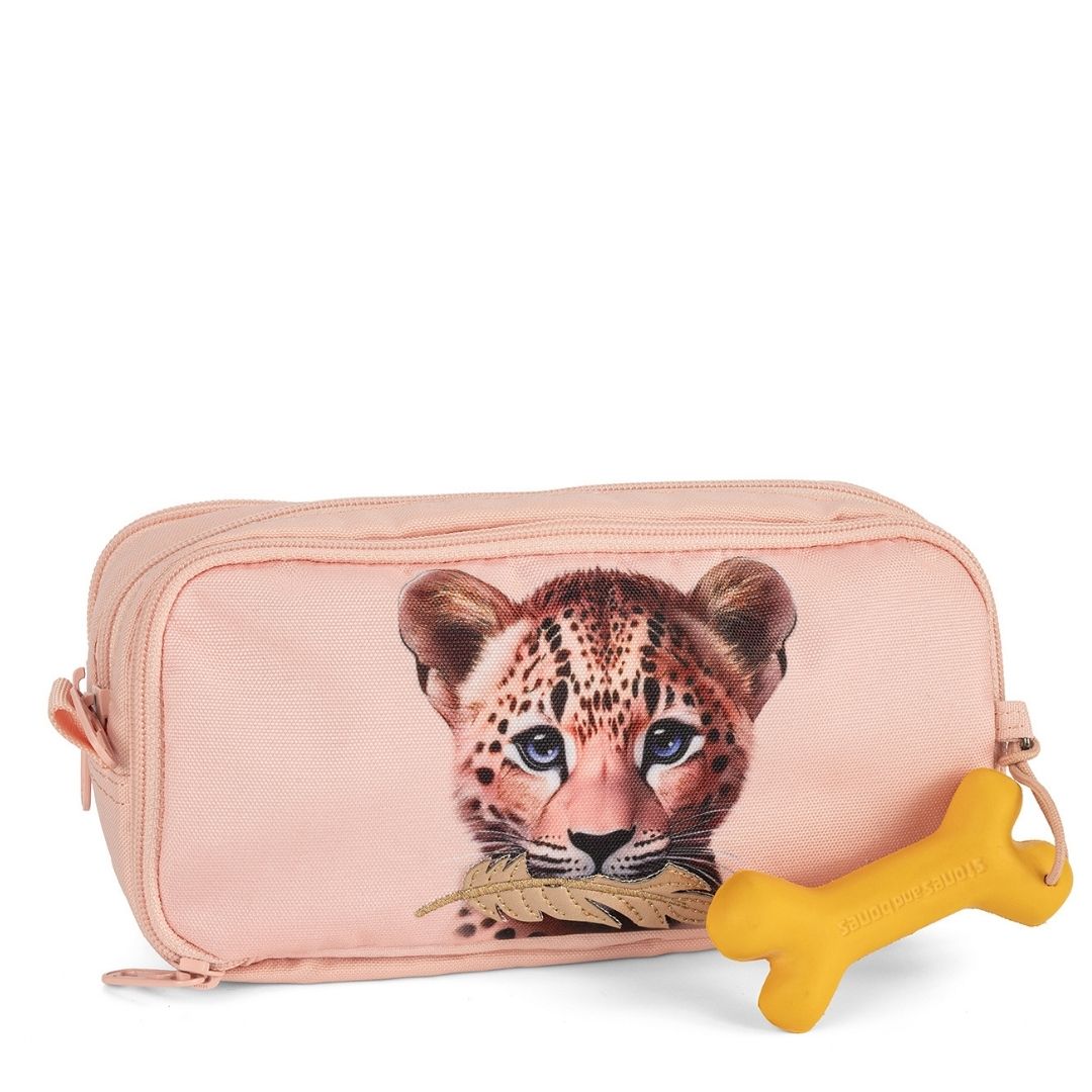 pennenzak stones and bones roze met baby cheetah