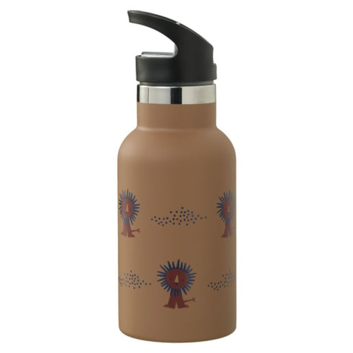Bruine drinkfles met leeuwen